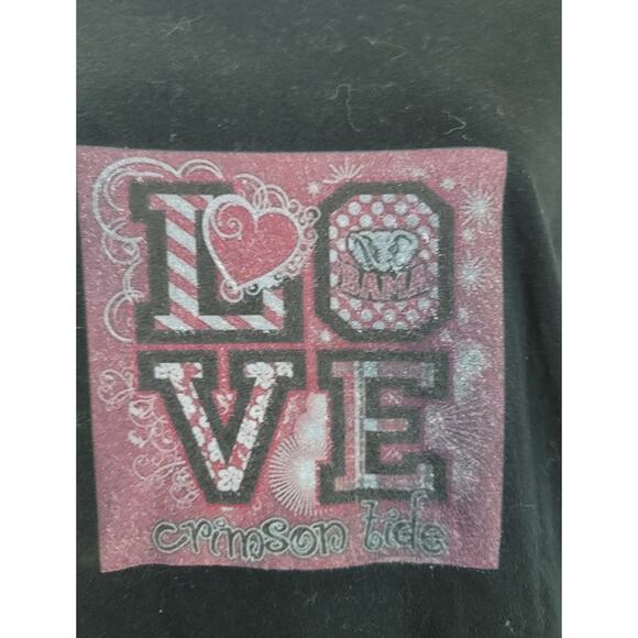 Gildan Black Red Crimson Tide Love Graphic Shirt XL Lightweight Stretch Soft - Picture 5 of 5